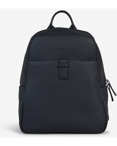 Enrico Mandelli Logo Leather Backpack - Blue