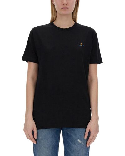 Vivienne Westwood T-Shirt With Orb Embroidery - Black