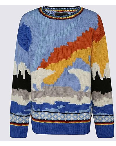 DSquared² Multicolor Wool Blend Sweater - Blue