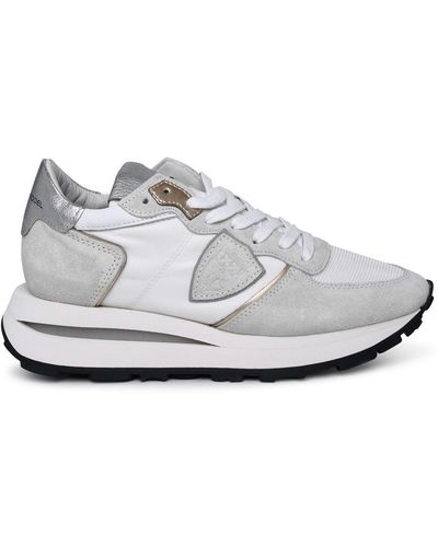 Philippe Model Tropez Haute Two-tone Suede Blend Sneakers - White