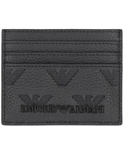 Emporio Armani Leather Credit Card Case - Grey