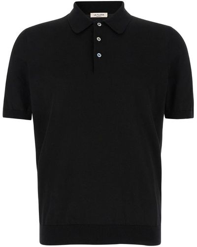 La Fileria Knit Polo Shirt With Classic Collar - Black
