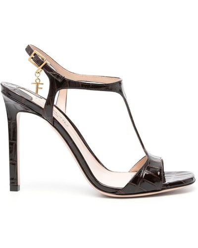 Tom Ford Angelina Leather Sandals 105Mm - Brown