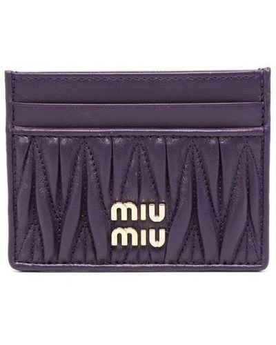 Miu Miu Matelassé Logo-plaque Card Holder - Purple