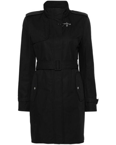 Fay Virginia Cotton Twill Trench Coat - Black