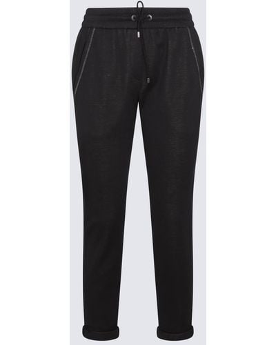 Brunello Cucinelli Cotton Blend Track Trousers - Black
