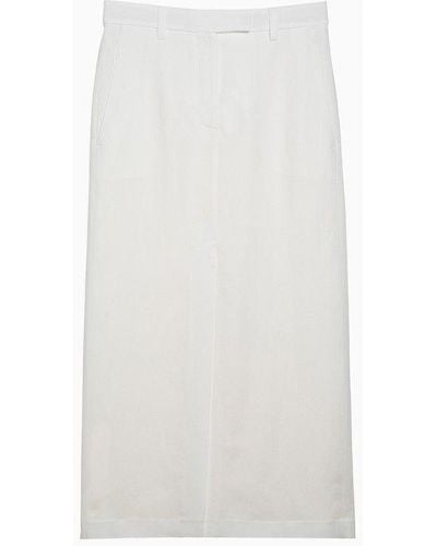 Brunello Cucinelli Linen-Blend Skirt - White