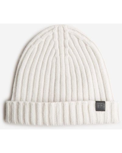 Tom Ford Cashmere Ribbed Beanie - Natural