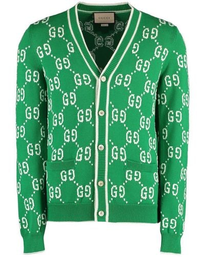 Gucci Logo Detail Cotton Cardigan - Green