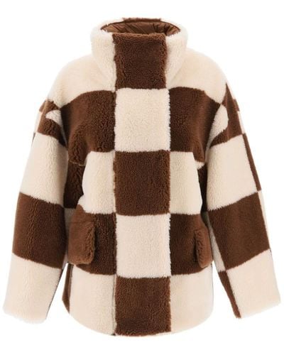 Stand Studio Tand Studio Dani Teddy Jacket With Chequered Motif - Brown