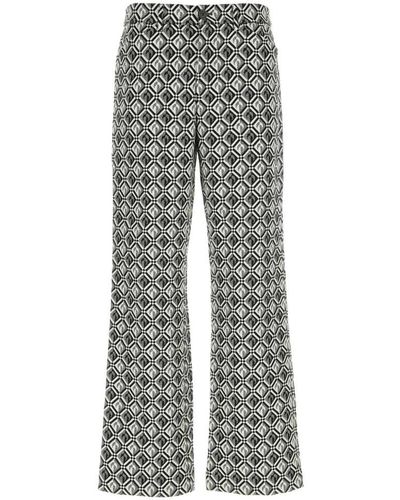 Marine Serre Embroidered Wool Blend Pant - Gray