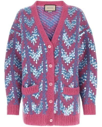 Gucci V-neck Long Sleeves Knitwear - Multicolour