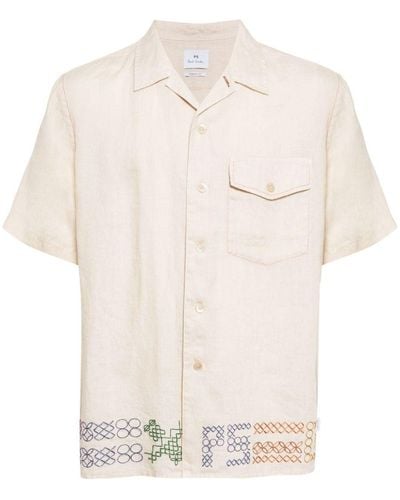 PS by Paul Smith Contrast-stitching Linen Shirt - White