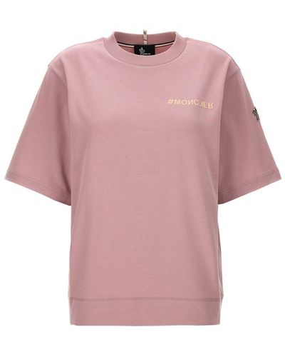 3 MONCLER GRENOBLE Logo Print T-Shirt - Pink
