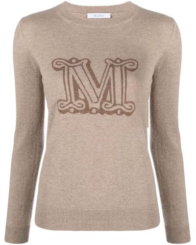 Max Mara Logo Cashmere Sweater - Natural