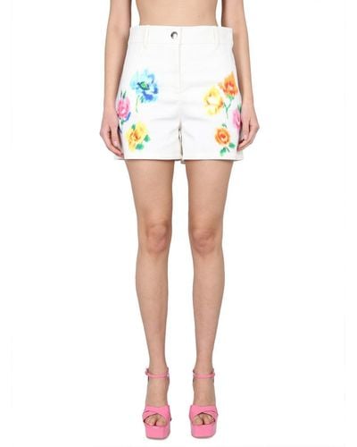 Boutique Moschino Shorts In Broderie Anglaise Flower Chiné - White