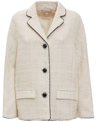 Tory Burch Plaid Tweed Jacket - White
