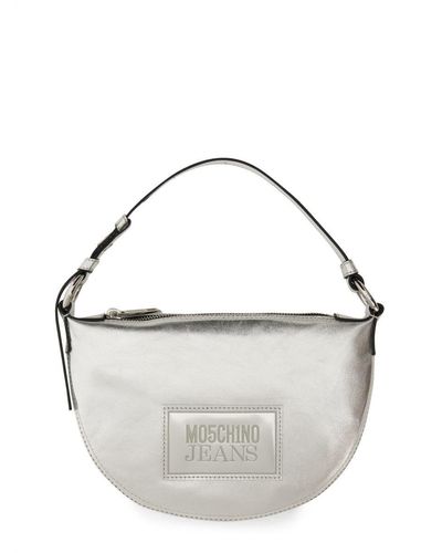 Moschino Jeans Hand Bag With Logo - Metallic