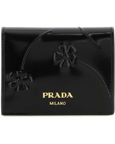 Prada Logo Leather Wallet - Black