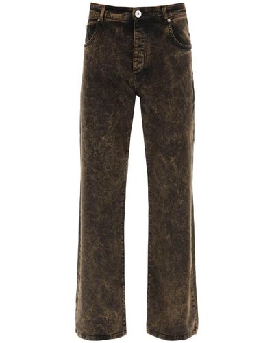 Balmain Loose Fit Jeans In Washed Denim - Gray