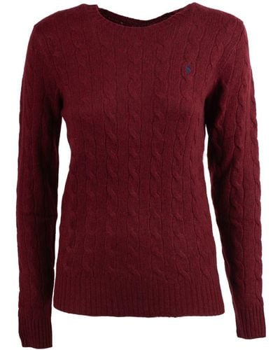Ralph Lauren Bordeaux Wool And Cashmere Cable Knit Sweater - Red