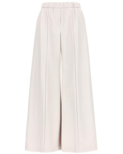 Nude Faux Leather Pants - White