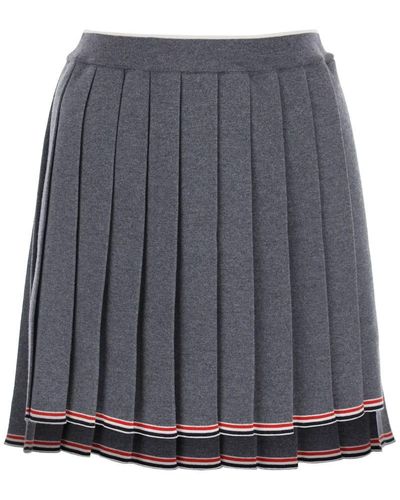 Thom Browne Knitted Pleated Mini Skirt - Grey