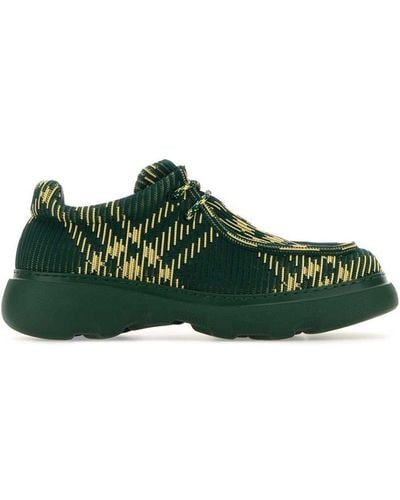 Burberry Embroidered Fabric Creeper Lace-up Shoes - Green