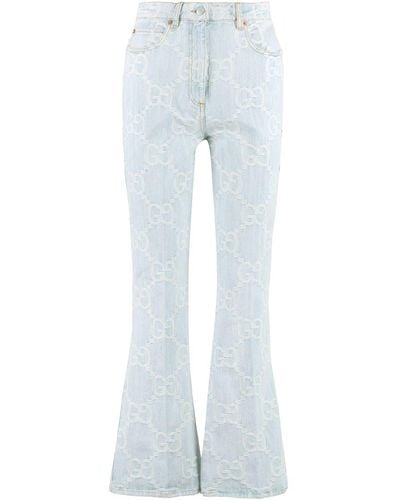 Gucci Flared Stretch Cotton Jeans - Blue