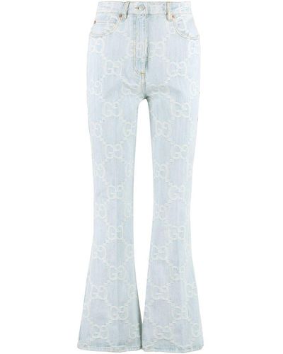 Gucci Flared Stretch Cotton Jeans - Blue