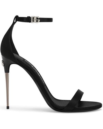 Dolce & Gabbana Satin Heel Sandals - Black