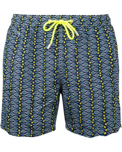 Saint Barth Lighting Micro Fantasy Lightweight Fabric Swimsuit With Tennis Print - Blue