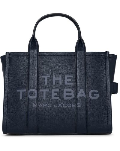 Marc Jacobs Navy Leather Midi Tote Bag - Blue