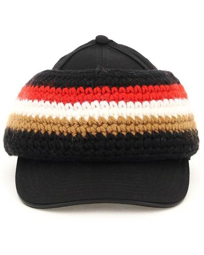 Burberry Baseball Cap With Knit Headband - Multicolor