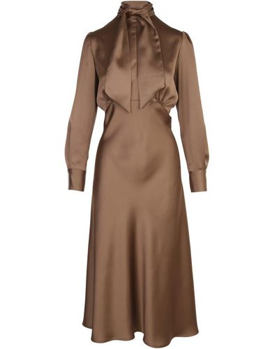 NINA 14.7 High Neck L/s Midi Dress Clothing - Brown