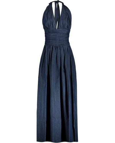 Rochas Maxi Dress In Japanese Chambray Clothing - Blue