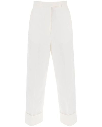 Thom Browne Cropped Wide Leg Jeans - White