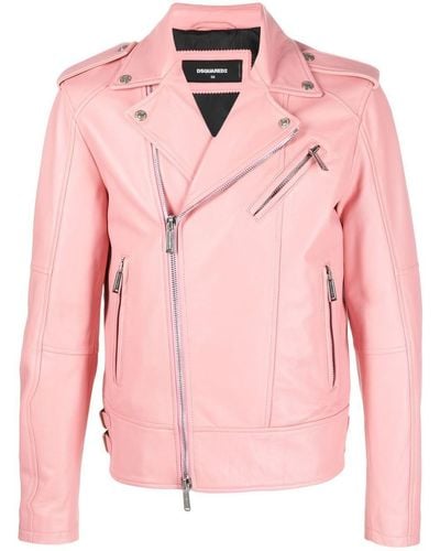 DSquared² Leather Biker Jacket - Pink