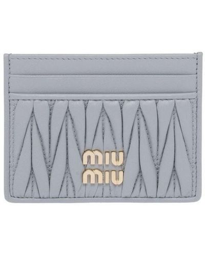 Miu Miu Matelassé Nappa-leather Card Holder - Grey