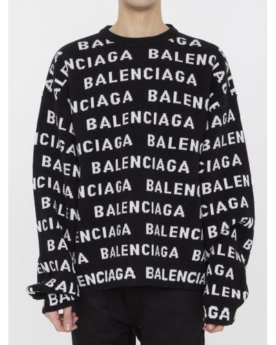 Balenciaga Allover Logo Jumper - Black