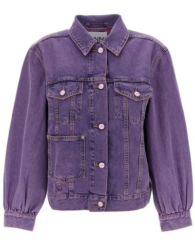 Ganni Bleached Denim Jacket - Purple
