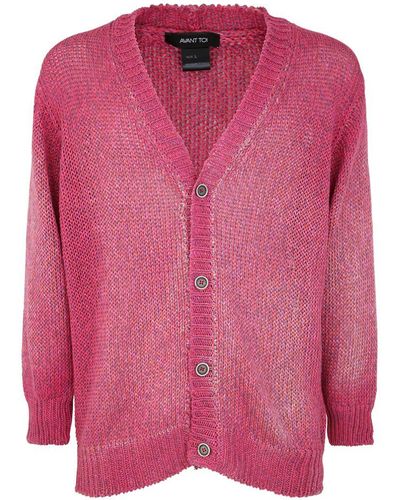Avant Toi Hand Painted Mouline` Linen/cotton Pullover With Destroyed Edges Clothing - Pink
