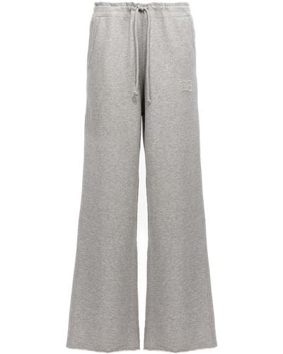 Ganni Logo Embroidered Sweatpants Pants - Gray