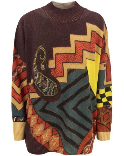Etro Patchwork Wool Sweater - Red