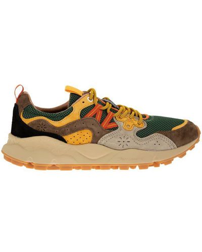 Flower Mountain Yamano 3 - Sneakers In Suede And Technical Fabric - Green