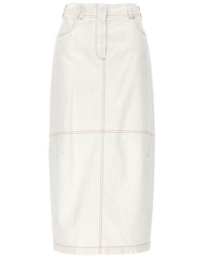 Brunello Cucinelli Denim Maxi Skirt - White