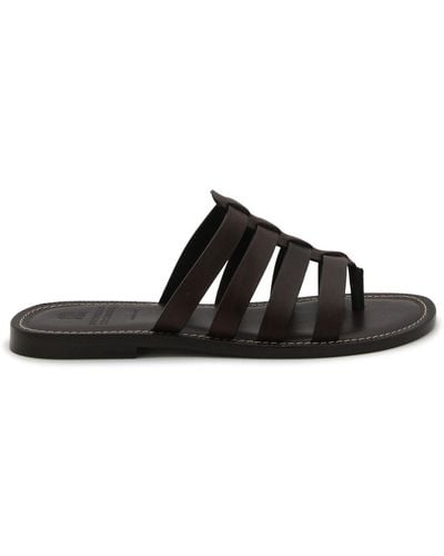 Brunello Cucinelli Dark Leather Sandals - Black