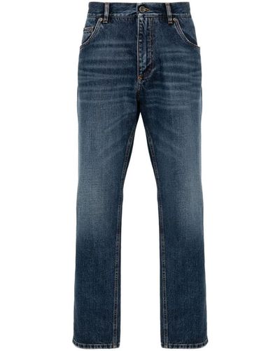 Dolce & Gabbana Logo-Plaque Straight-Leg Jeans - Blue