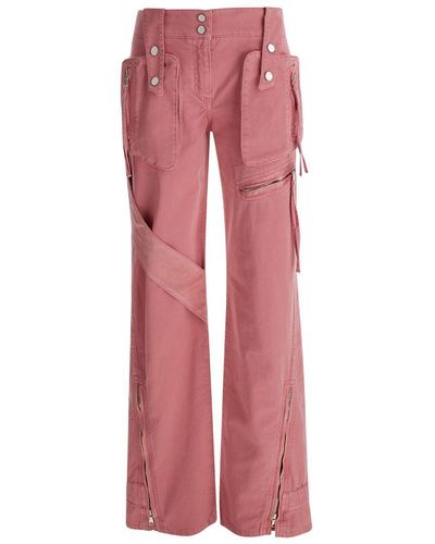 Blumarine Cargo Trousers With Satin Inserts - Pink