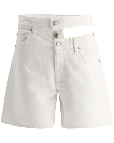 Agolde Broken Waistband Shorts - White